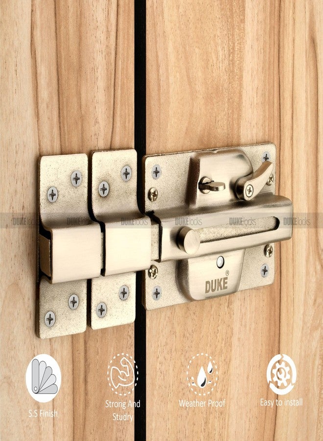 دوق قفل DUKE Premium Inter Lock بست دورات من الفولاذ المقاوم للصدأ مع مفاتيح نحاسية فائقة ومفاتيح LED | مناسب للأبواب المزدوجة والمفردة | عرض الباب من 25 مم إلى 45 مم | قوي ومتين | GL-2055 SS - Image 2